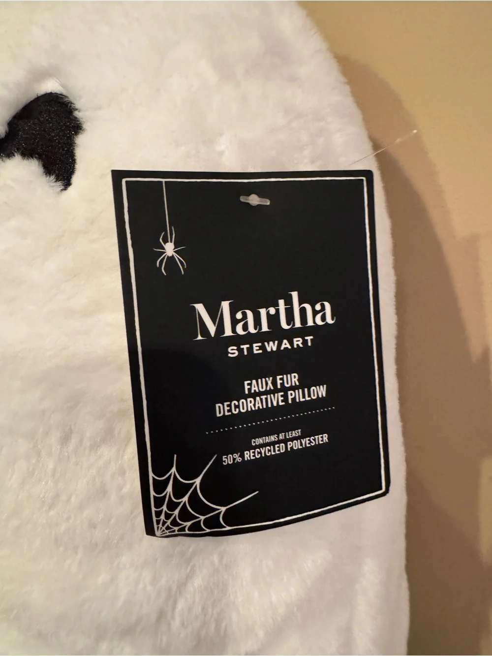 Martha Stewart Plush White Ghost Pillow with Black Sequin Bat  can be Doorstop